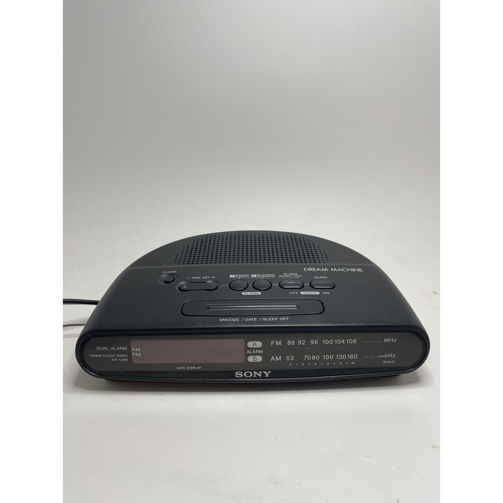 Sony Dream Machine Clock Radio ICF-C390 Black Dual Alarm FM AM Tested